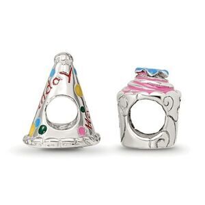 Sterling Silver Reflections Happy Birthday Boxed Bead Set